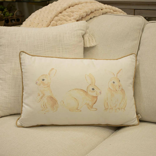 Grayson Bunny Pillow   Soft White/Multi   14x22