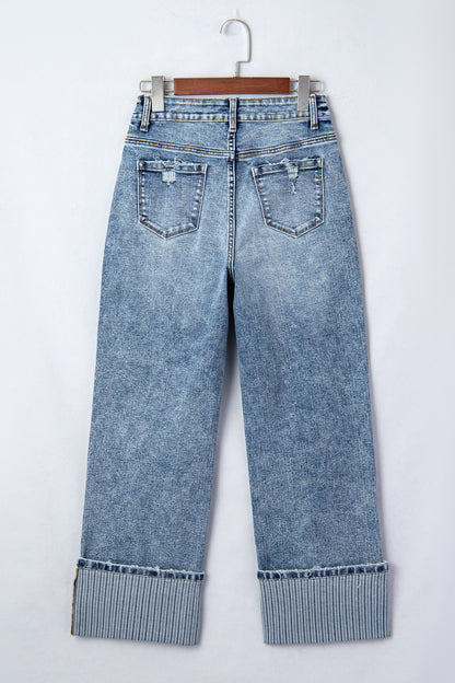 Cuffed Straight Loose Jeans FB
