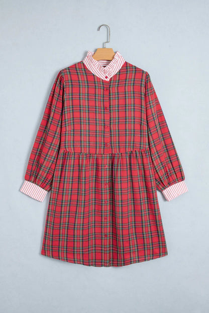 Plaid Striped Shift Plus Dress
