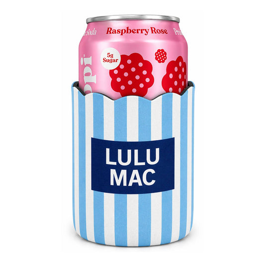 Lulu Mac Light Blue/Navy Stripe Koozie