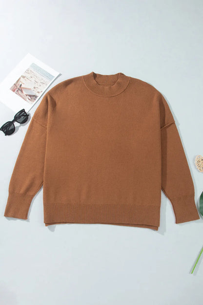 Chestnut Ribbed Knit Plus Sweater