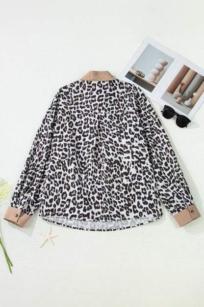 Leopard Split Neck Plus Blouse RTS