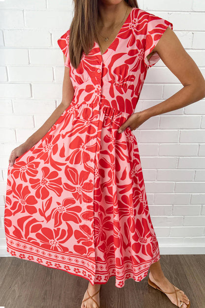 Red Boho Floral Dress FB