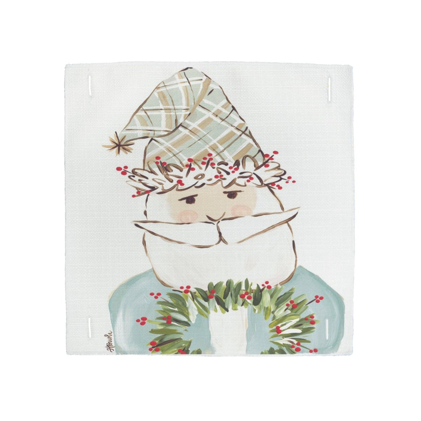 HALEY B'S BLUE SANTA WITH BERRY WREATH SQUARE SWAP