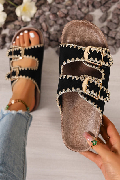 Embroidered Buckle Sandal FB