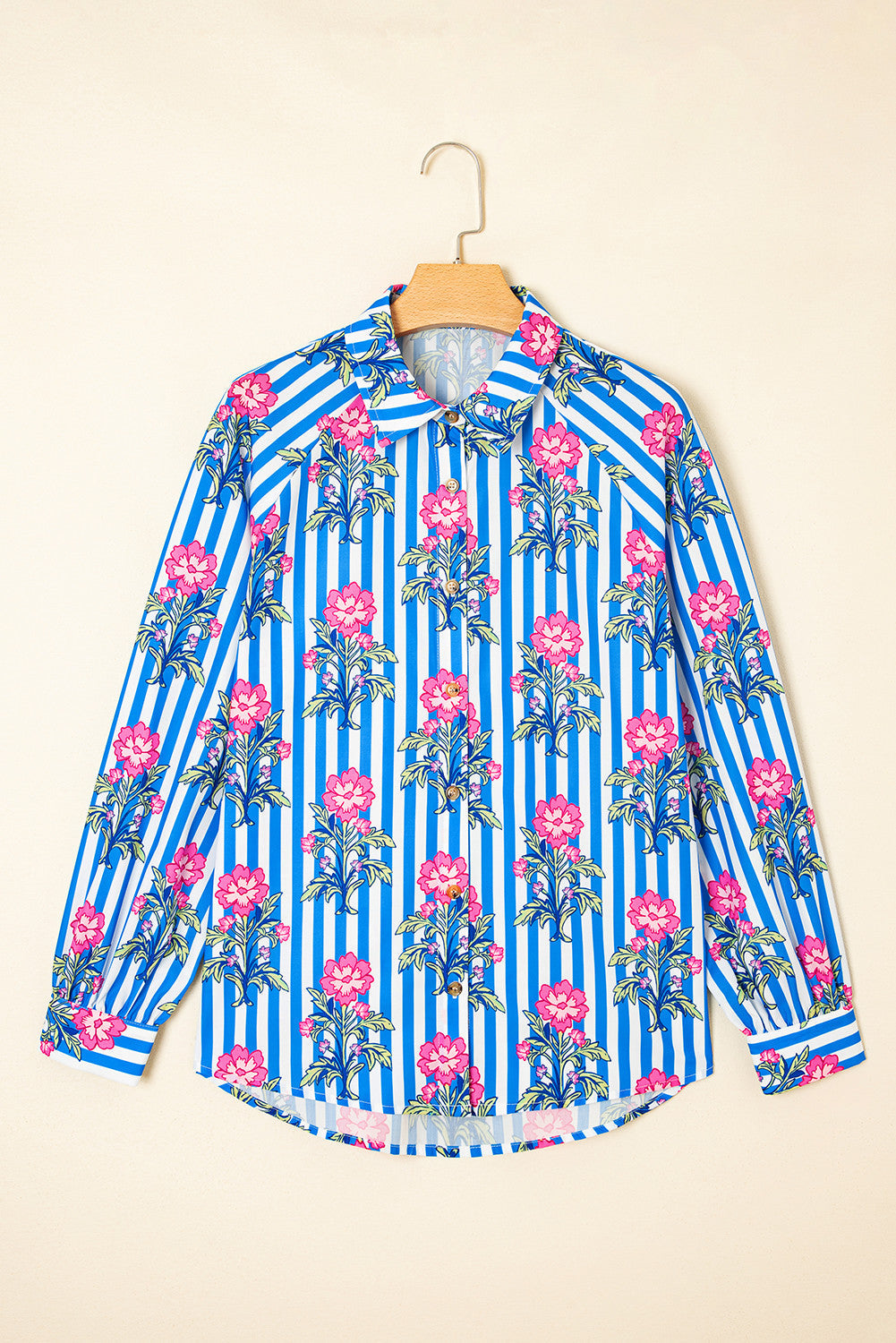 Blue Striped Floral Shirt FB