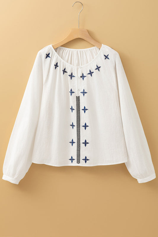 White Embroidered Blouse November.