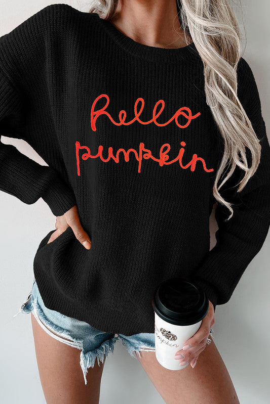 Black Hello Pumpkin Sweater RTS
