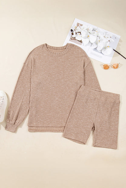 Khaki Ribbed Knitted Set November.