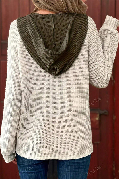 White Waffle Buttoned Top November.