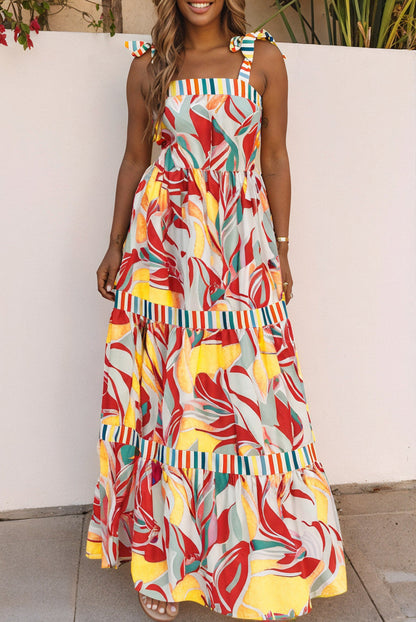 Abstract Knot Strap Maxi Dress FB