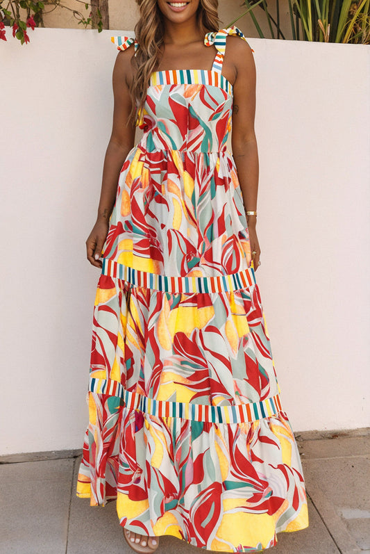 Abstract Knot Strap Maxi Dress FB