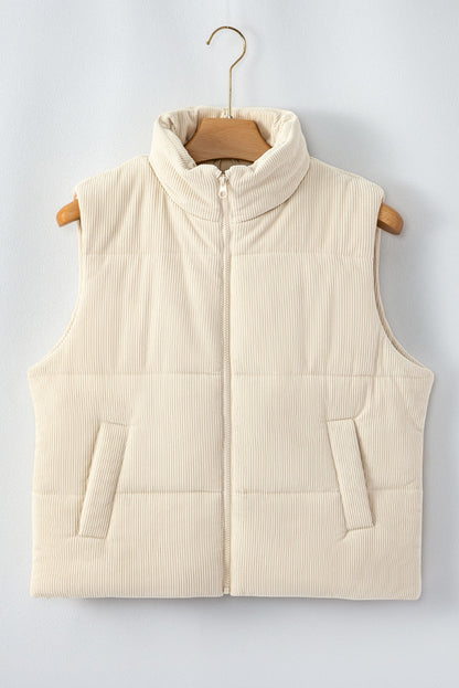 Corduroy Zip Up Puffer Vest