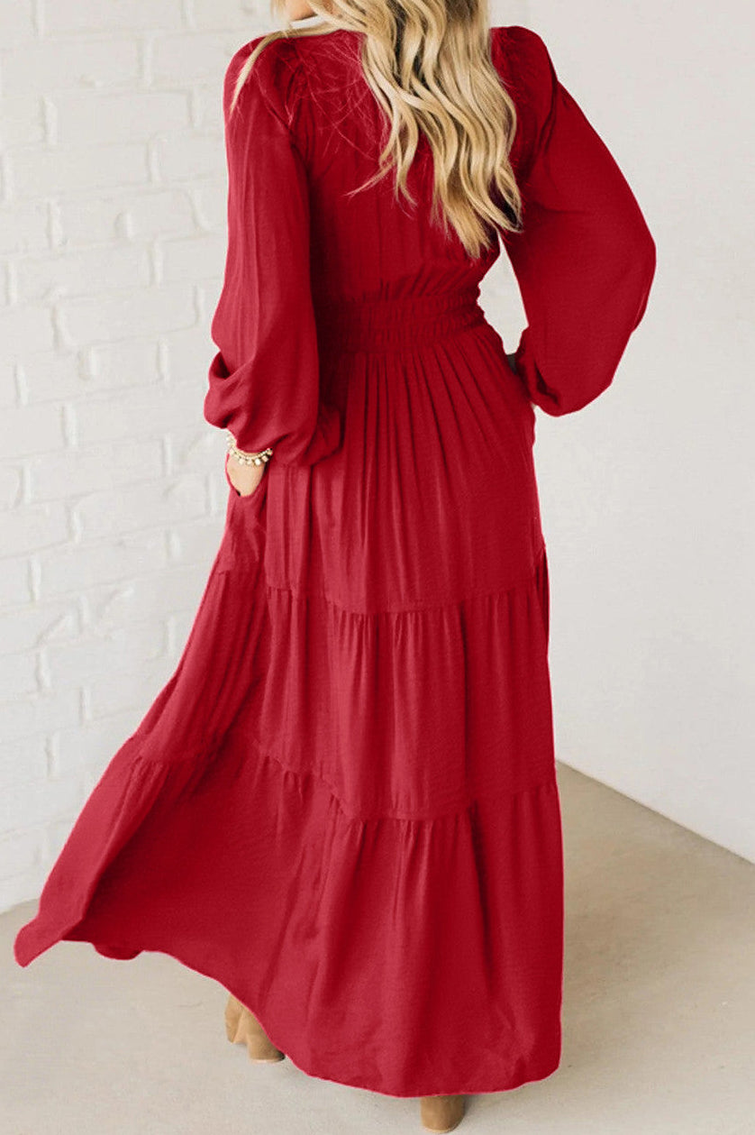 Red Embroidered Maxi Dress LT